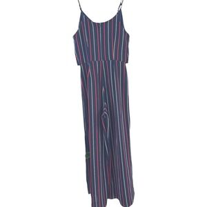 Monteau wide leg Jumpsuit in Navy, white,red‎ stripes- Medium